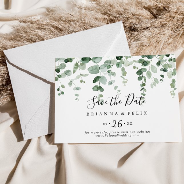 Eucalyptus Horizontal Wedding Save The Date (Creator Uploaded)