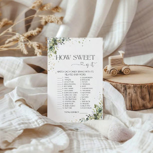 Eucalyptus How Sweet Is It Baby Shower Game