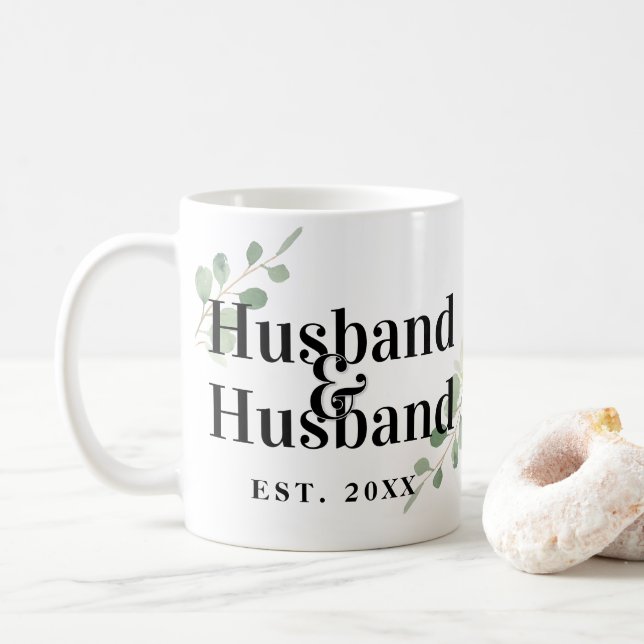 Eucalyptus Husband & Husband Gay Marriage Coffee Mug (With Donut)