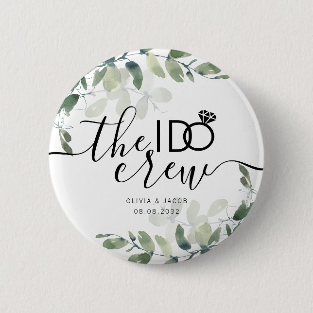 Eucalyptus I Do Crew Bridal Party 2 Inch Round Button (Front)