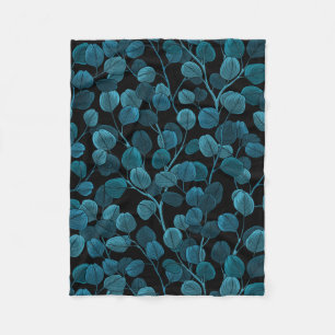 Eucalyptus in blue fleece blanket