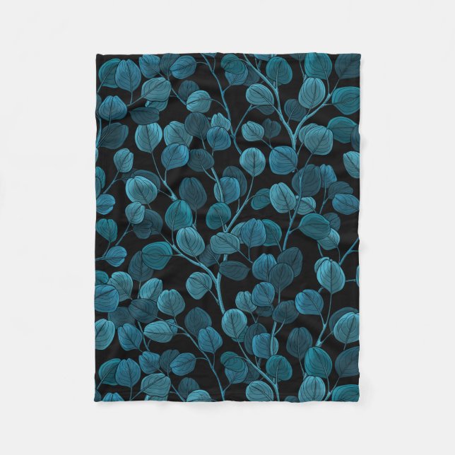 Eucalyptus in blue fleece blanket (Front)