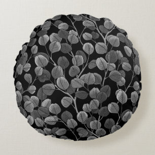 Eucalyptus in gray round pillow