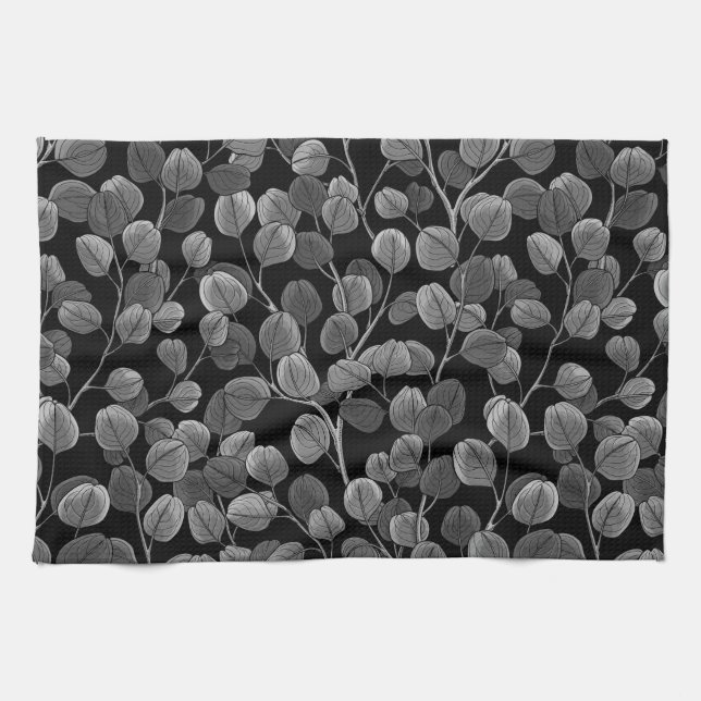Eucalyptus in grey kitchen towel (Horizontal)