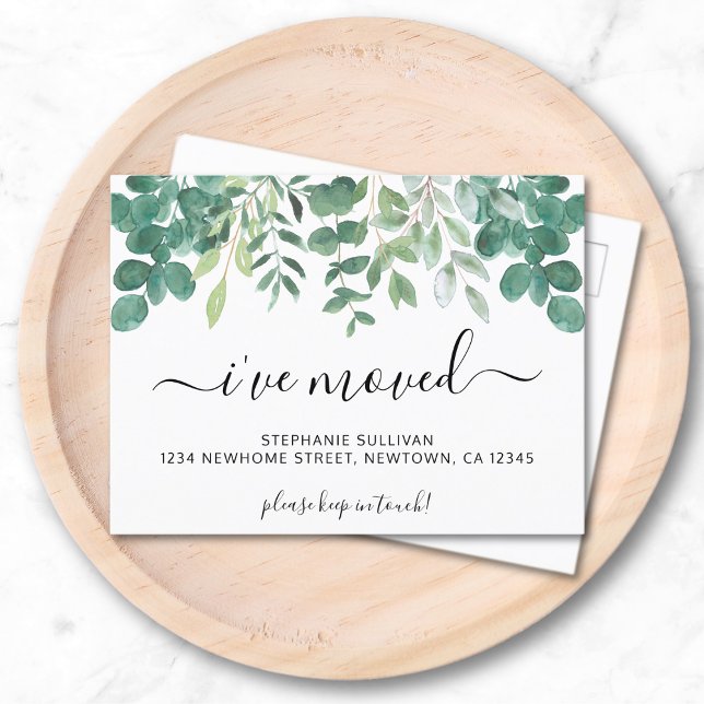 Eucalyptus I've Moved Moving Announcement Postcard (Creator Uploaded)
