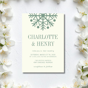 Eucalyptus & Ivory Minimalist Snowflake Wedding Invitation