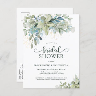 Eucalyptus Joli Script Bridal Douche Invitation