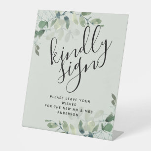 Eucalyptus Kindly Sign Wedding Guest Book Sign