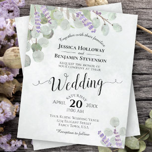 Eucalyptus & Lavender BUDGET Wedding Invitation