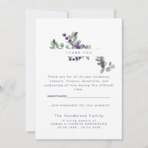 Eucalyptus Lavender Funeral Thank You Card