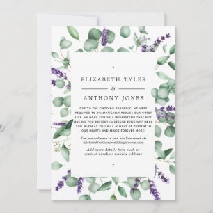 Eucalyptus Lavender Greenery Reduced Wedding Guest Announcement