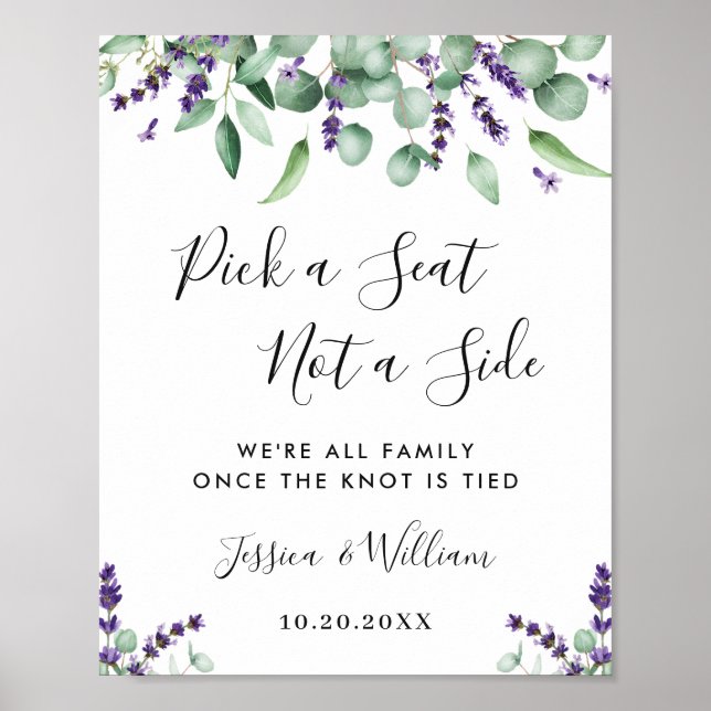 Eucalyptus Lavender Wedding Ceremony Seating Poster (Front)