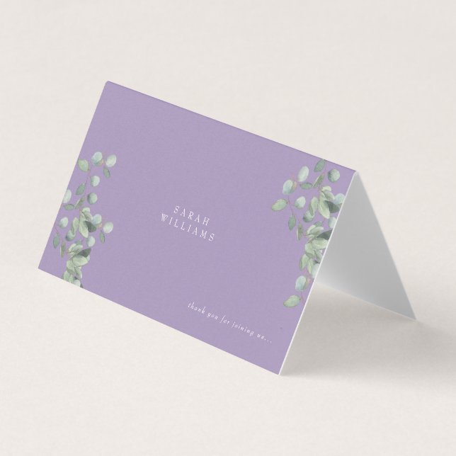 Eucalyptus Lavender Wedding Table Place Card (Front)