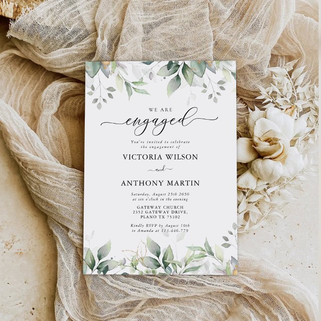 Eucalyptus Leaf Engagement Party Invitation (Creator Uploaded)