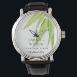 EUCALYPTUS LEAF FOLIAG  SAVE THE DATE WEDDING GIFT WATCH<br><div class="desc">If you need any further customisation or any other matching items,  please feel free to contact me at info@yellowfebstudio.com</div>