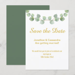 EUCALYPTUS LEAF GOLD SAGE SAVE THE DATE