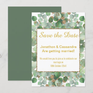 EUCALYPTUS LEAF GOLD SAGE SQUARE SAVE THE DATE
