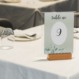 Eucalyptus leaf Greenery Wedding Table Number