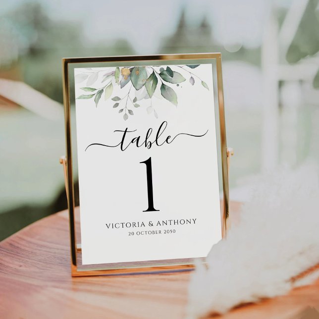 Eucalyptus Leaf Greenery Wedding Table Numbers (Creator Uploaded)
