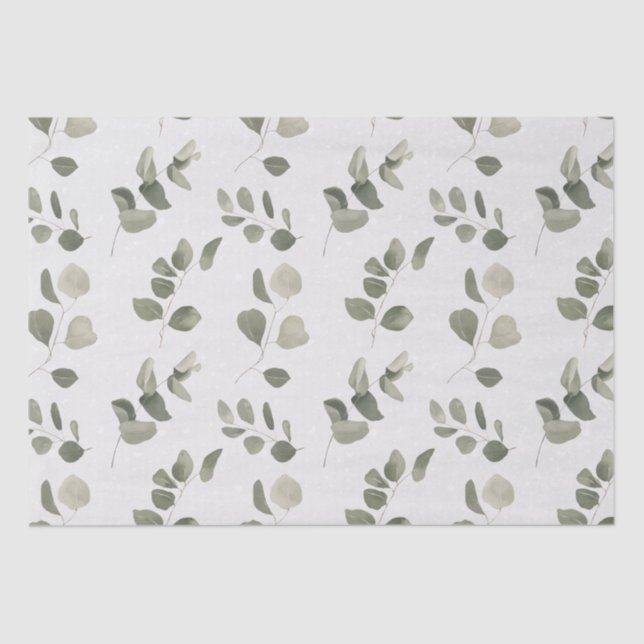 Eucalyptus Leaf on Cream Fleck Seamless Tissue Paper (Front)