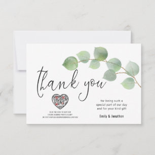 Eucalyptus Leaf Script Photo QR Code Thank You Card