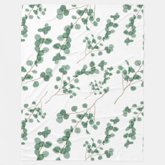 Eucalyptus Leaf Seamless Pattern Art Fleece Blanket