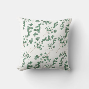 Eucalyptus Leaf Seamless Pattern Art Throw Pillow