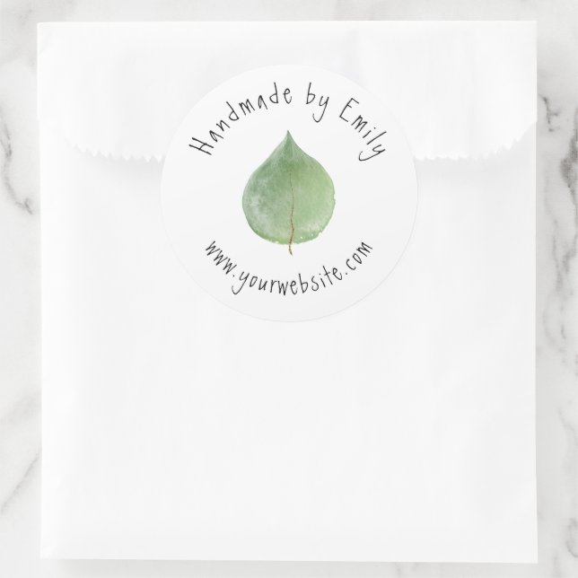 Eucalyptus Leaf Small Craft Business Website Classic Round Sticker (Bag)