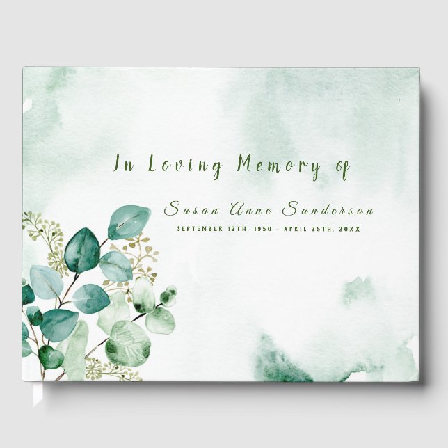 Eucalyptus Leaf Spray Funeral Memorial livre d'or (Recto)