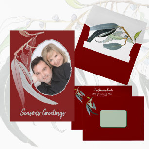 Eucalyptus Leaf Watercolor Addressed Christmas Envelope
