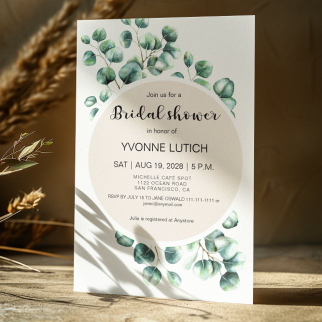 Eucalyptus Leafy Bridal Shower Invitation (Creator Uploaded)