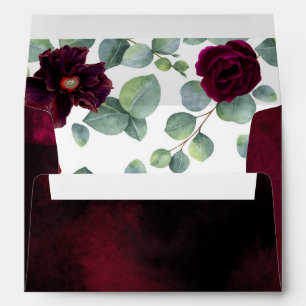 Eucalyptus Leaves and Burgundy Flowers Elegant Envelope