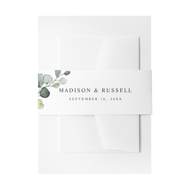 Eucalyptus Leaves Botanical Greenery Invitation Belly Band (Front Example)