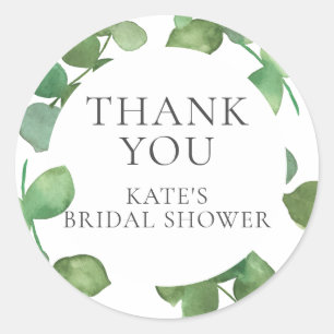 Eucalyptus Leaves Bridal Shower Thank You Classic Round Sticker