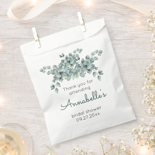 Eucalyptus Leaves Bridal Shower Thank You  Favour Bag (Clipped)