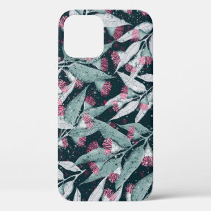 Eucalyptus leaves: dark floral seamless. iPhone 12 case