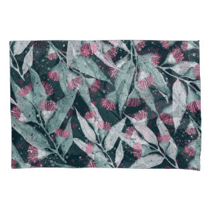 Eucalyptus leaves: dark floral seamless. pillowcase