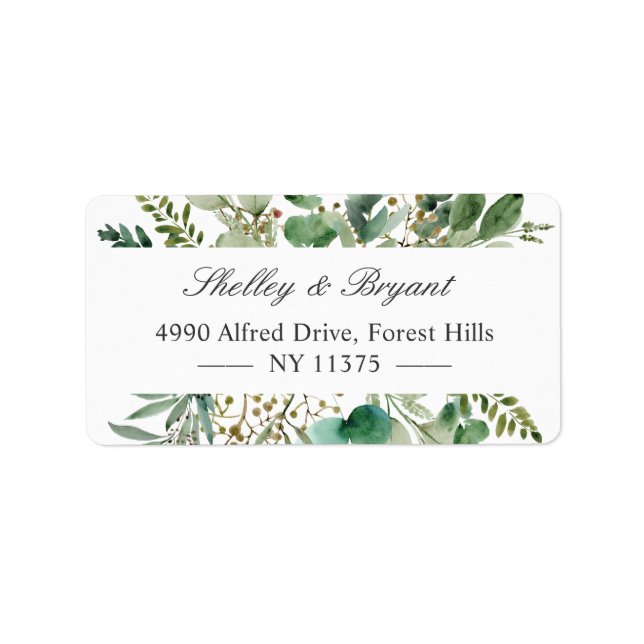 Eucalyptus Leaves Elegant Greenery Address Label (Front)