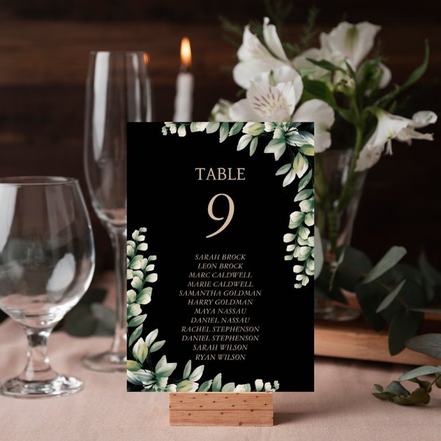 Eucalyptus Leaves Elegant Table Card (Creator Uploaded)