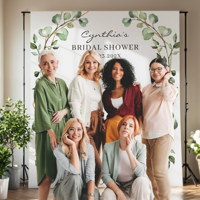 Eucalyptus Leaves Geometric Bridal Shower Backdrop Tapestry (Creator Uploaded)