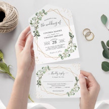 Eucalyptus Leaves Geometric Folded Wedding