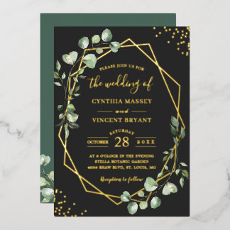 Eucalyptus Leaves Geometric Wedding Real Gold