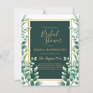 Eucalyptus Leaves GOLD Bridal Shower Invitation