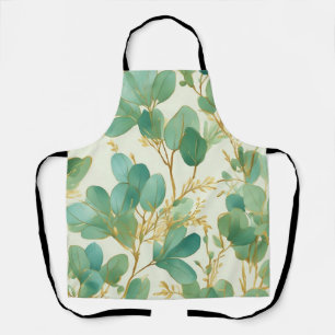 Eucalyptus Leaves Green and Gold Design Apron