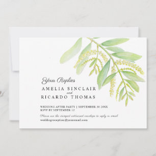  Eucalyptus leaves green water wedding  Save The Date
