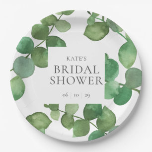 Eucalyptus Leaves Greenery Bridal Shower Paper Plate