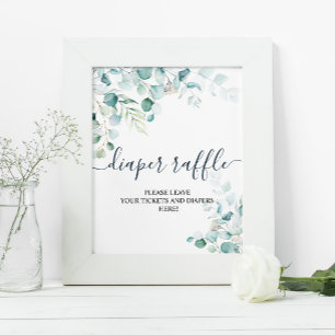 Eucalyptus Leaves Greenery Diaper Raffle Sign