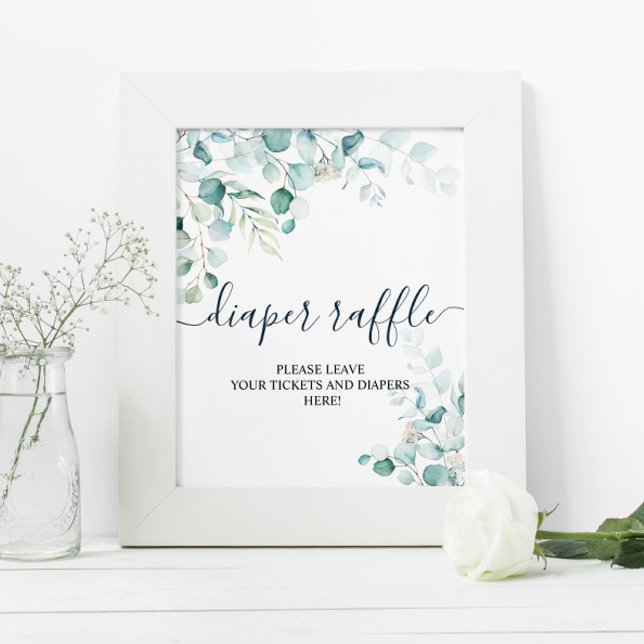 Eucalyptus Leaves Greenery Diaper Raffle Sign (Creator Uploaded)