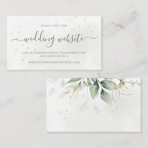 Eucalyptus Leaves Greenery Gold Wedding Website Enclosure Card