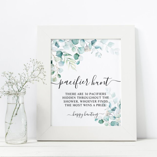 Eucalyptus Leaves Greenery Pacifier Hunt Game Sign (Creator Uploaded)